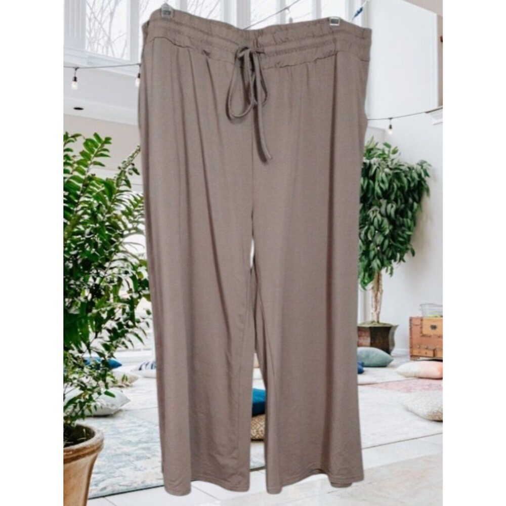 UEU Taupe Wide-Leg Flowy Super Soft Drawstring Pants Size 2XL